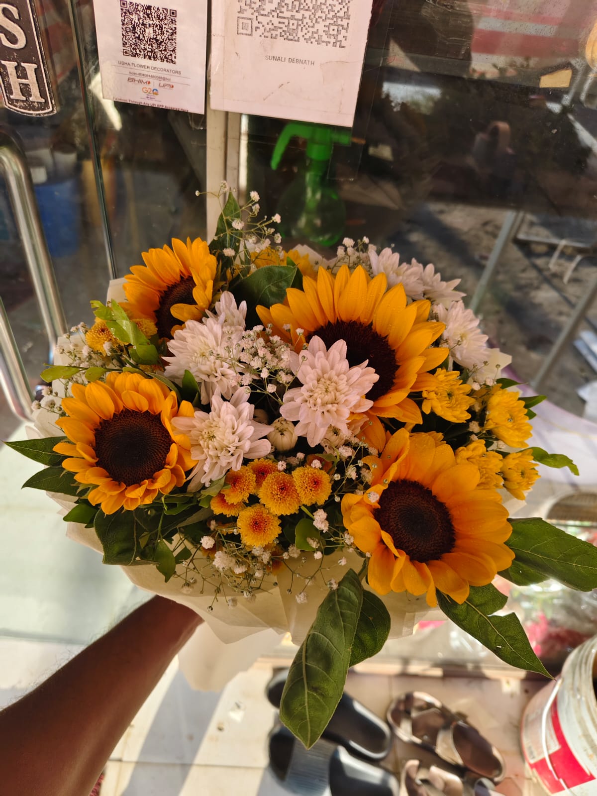 Sunflower With Chrysanthemum Flower Bunch